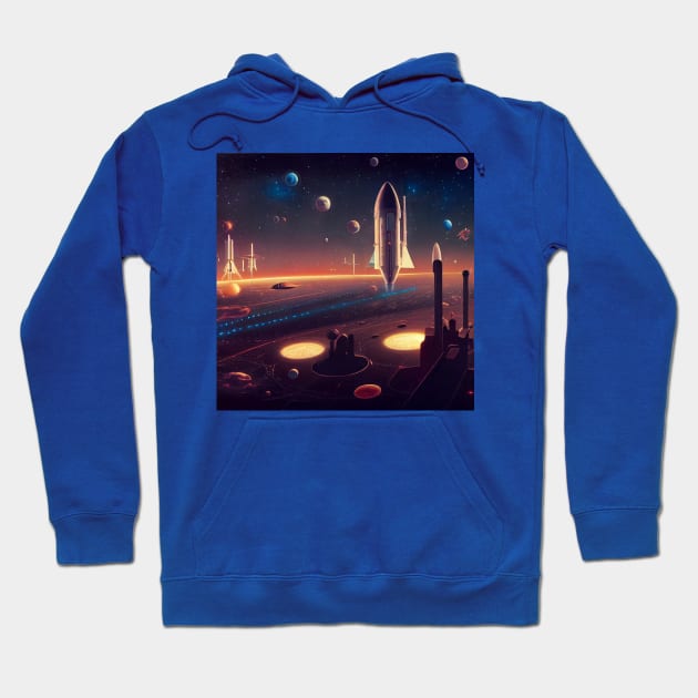 Interplanetary Spaceport Hoodie by Grassroots Green